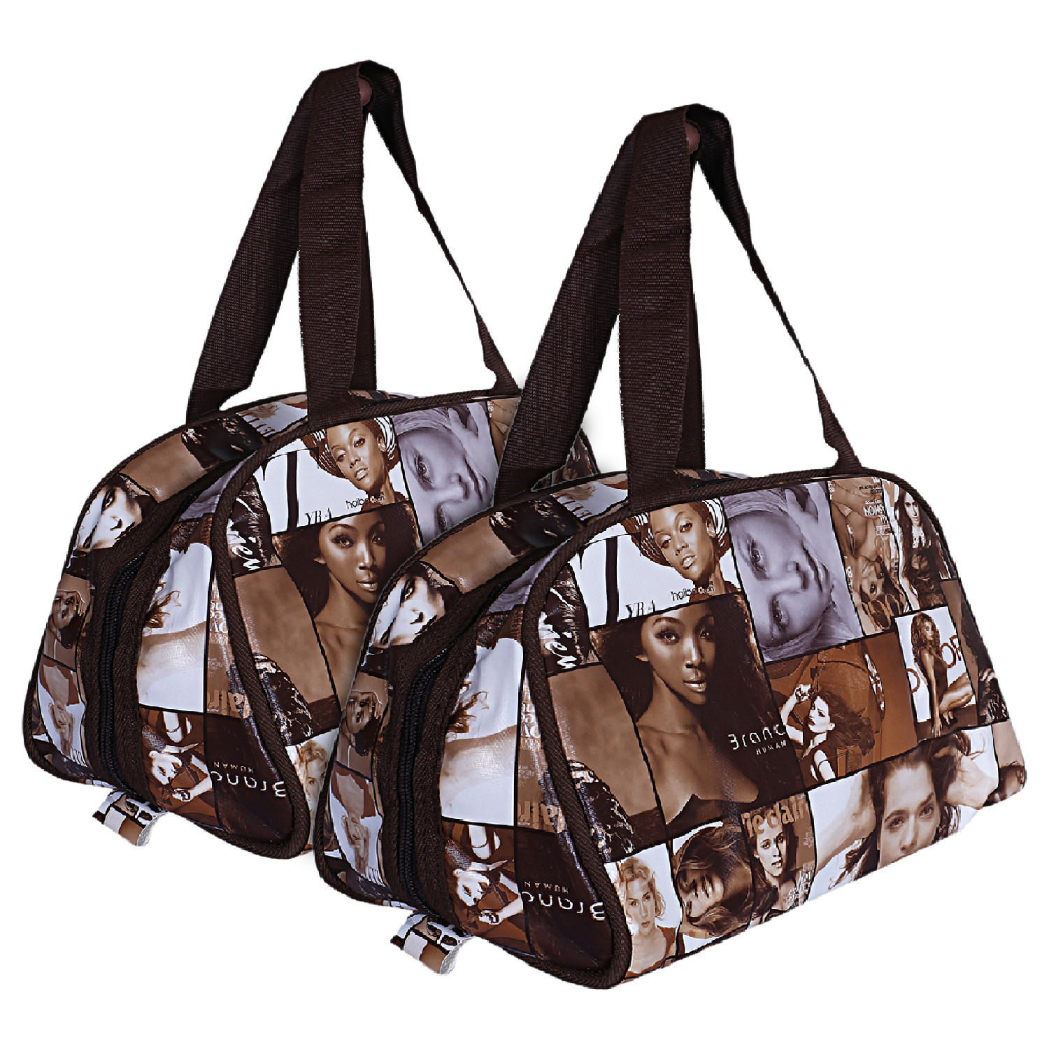 Kuber Industries Multiuses Rexine Women Print Travel Toiletry Bag/Dopp Kit For Traveling (Brown)