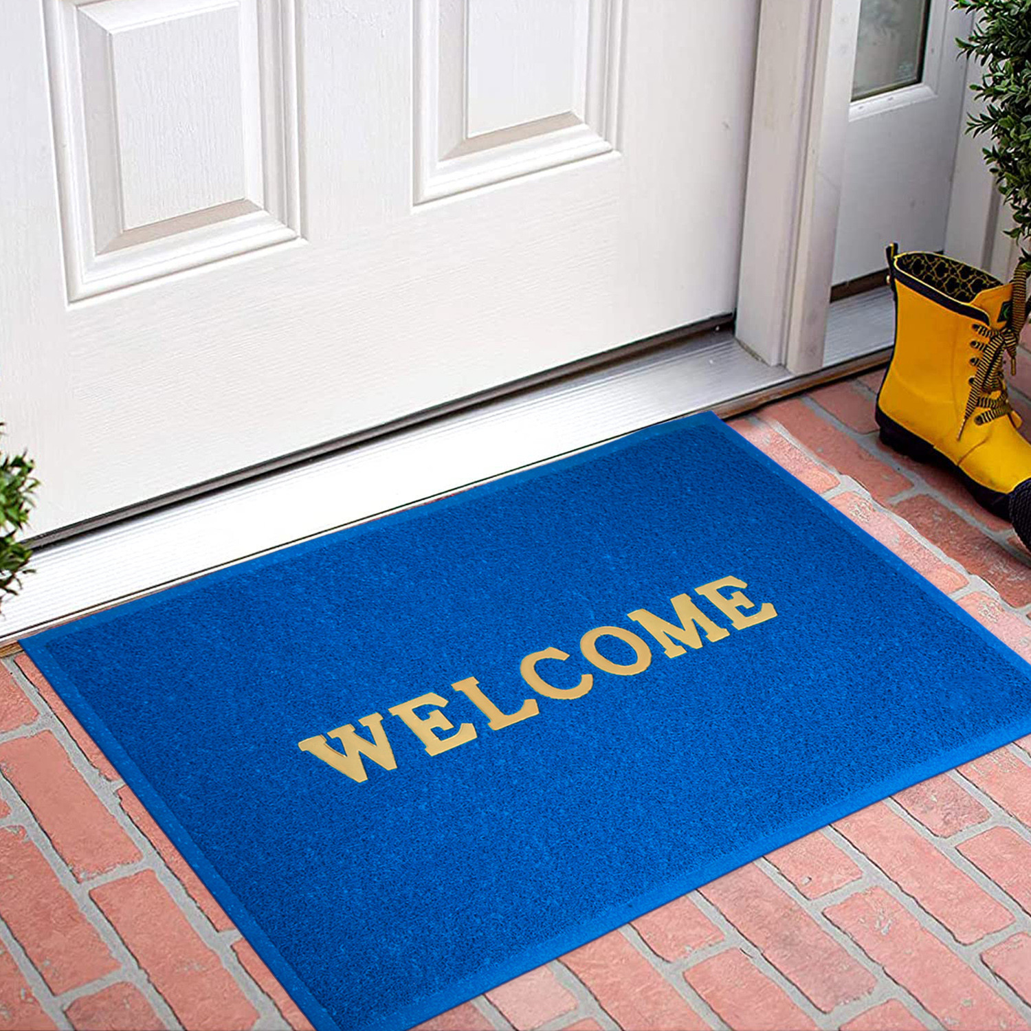 Kuber Industries Multiuses Rubber Anti Slip Welcome Door Mat For Home, Bedroom & Bathrooom (Blue)