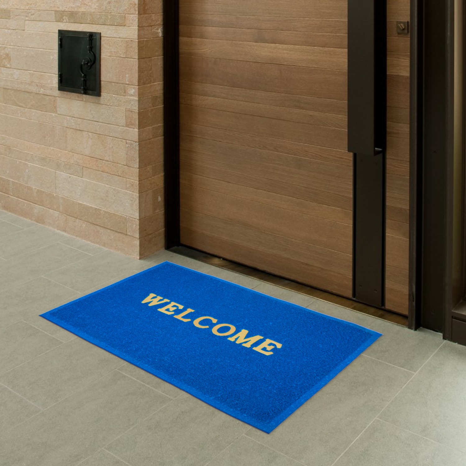 Kuber Industries Multiuses Rubber Anti Slip Welcome Door Mat For Home, Bedroom & Bathrooom (Blue)