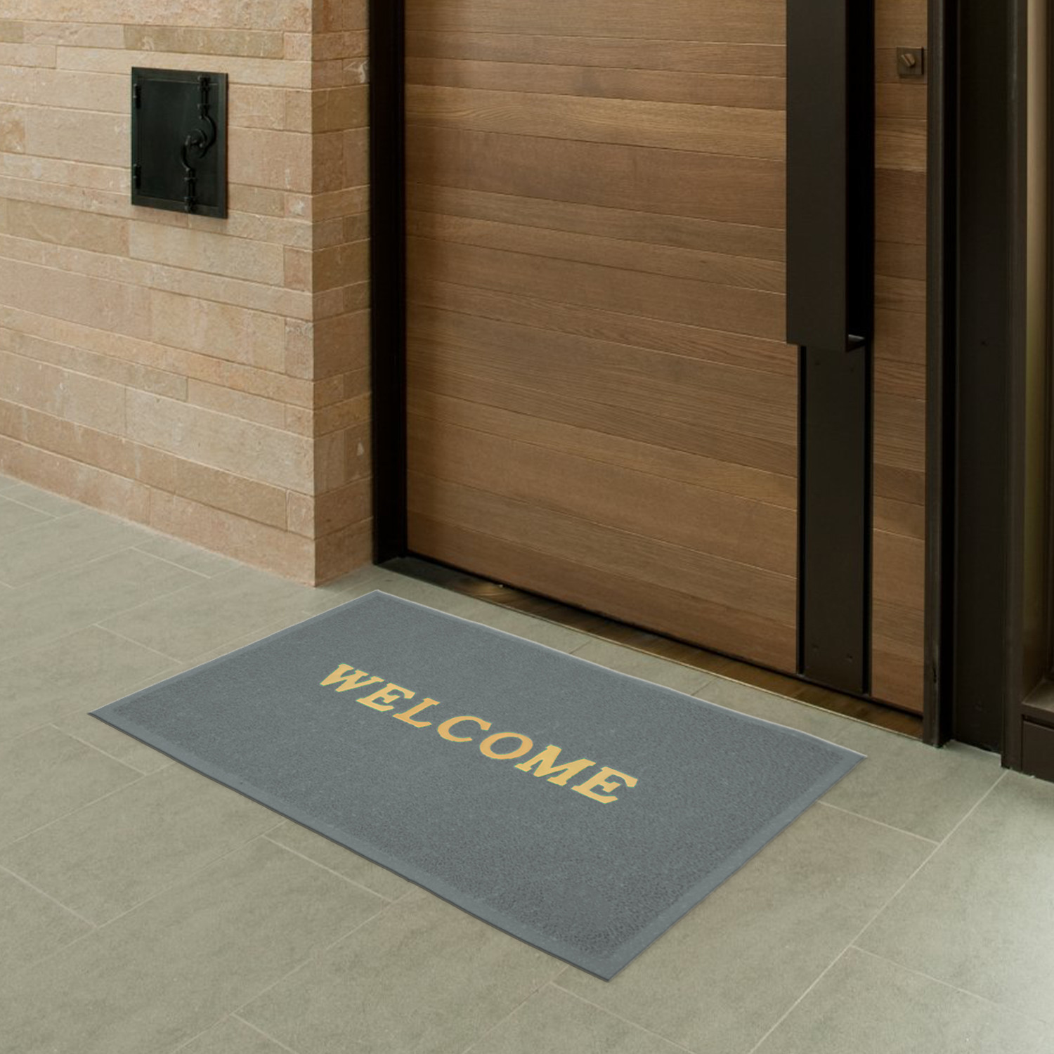 Kuber Industries Multiuses Rubber Anti Slip Welcome Door Mat For Home, Bedroom & Bathrooom (Grey)