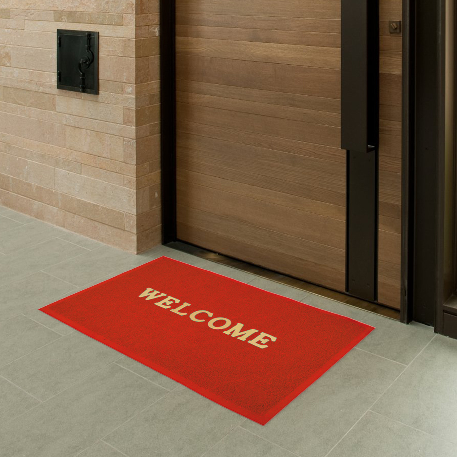 Kuber Industries Multiuses Rubber Anti Slip Welcome Door Mat For Home, Bedroom & Bathrooom (Red)