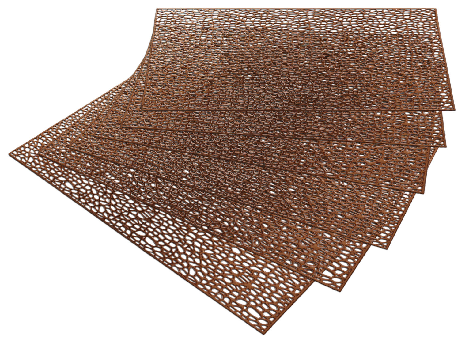 Kuber Industries Multiuses Seamless Holes Design Rubber Rectangle Table Placemat for kitchen, Dining Table Set of 6 (Copper)