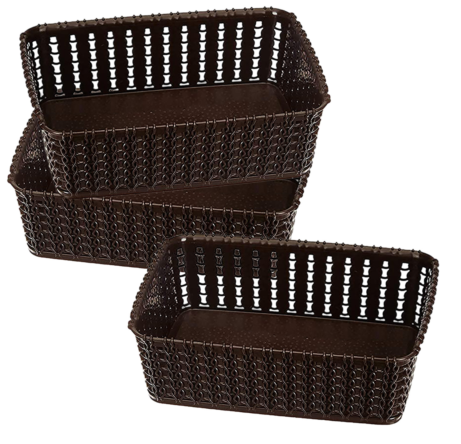 Kuber Industries Multiuses Small M 15 Plastic Tray/Basket/Organizer Without Lid- (Brown) -46KM0111