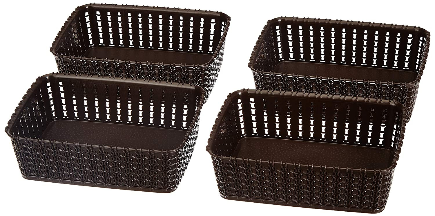 Kuber Industries Multiuses Small M 15 Plastic Tray/Basket/Organizer Without Lid- (Brown) -46KM0111