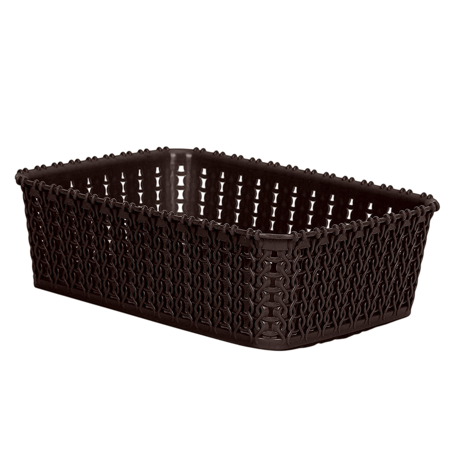 Kuber Industries Multiuses Small M 15 Plastic Tray/Basket/Organizer Without Lid- Pack of 3 (Brown & Grey & Brown) -46KM0129