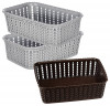 Kuber Industries Multiuses Small M 15 Plastic Tray/Basket/Organizer Without Lid- Pack of 3 (Grey &amp; Brown &amp; Grey) -46KM0127