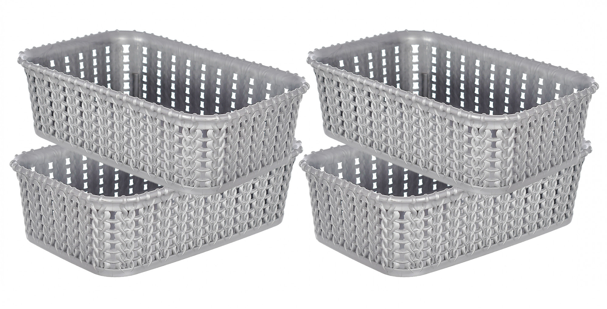 Kuber Industries Multiuses Small M 15 Plastic Tray/Basket/Organizer Without Lid-(Grey) -46KM0119