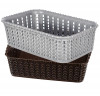Kuber Industries Multiuses Small M 15 Plastic Tray/Basket/Organizer Without Lid-(Grey &amp; Brown) -46KM0125