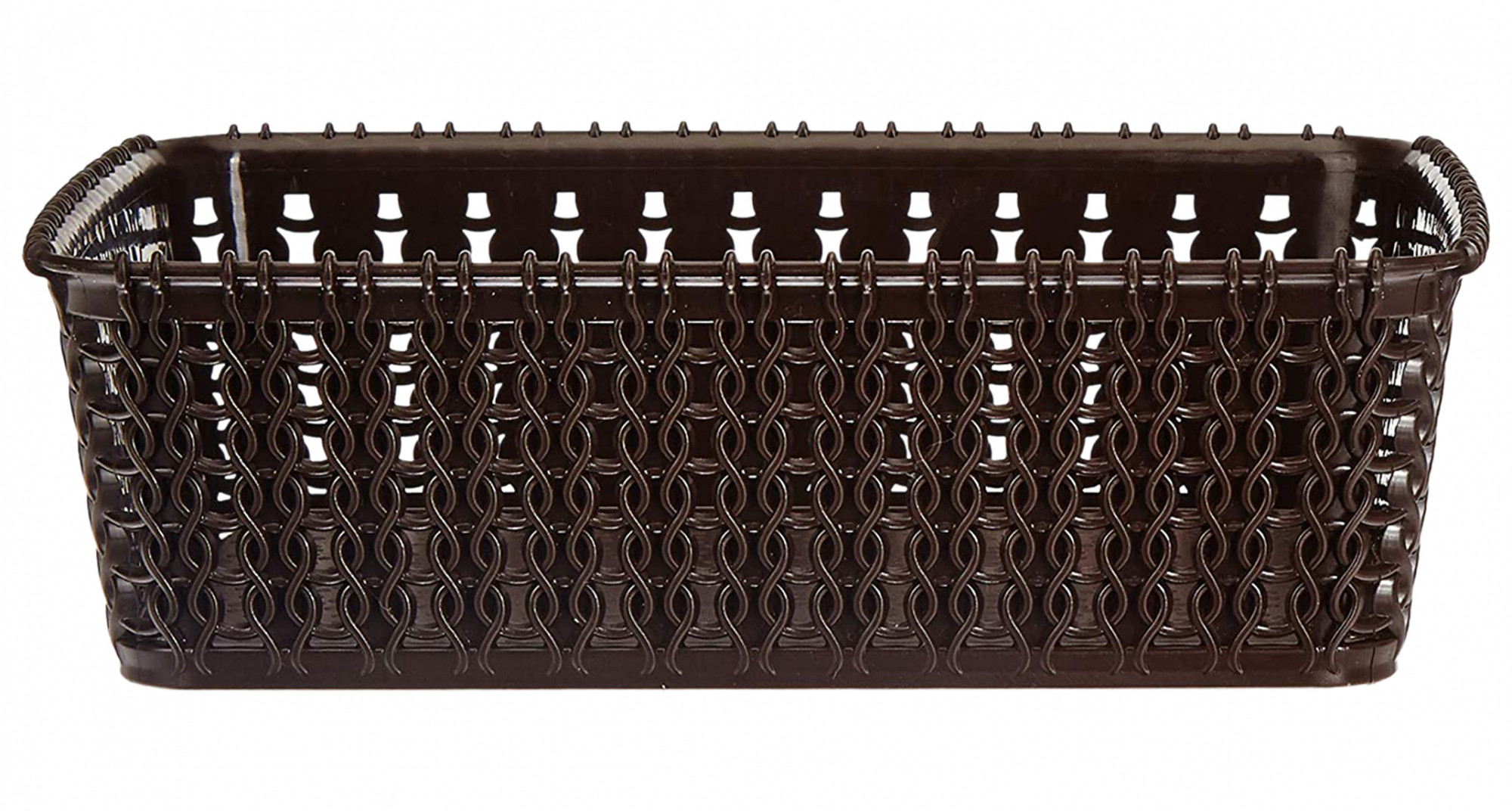 Kuber Industries Multiuses Small M 15 Plastic Tray/Basket/Organizer Without Lid-(Grey & Brown) -46KM0125