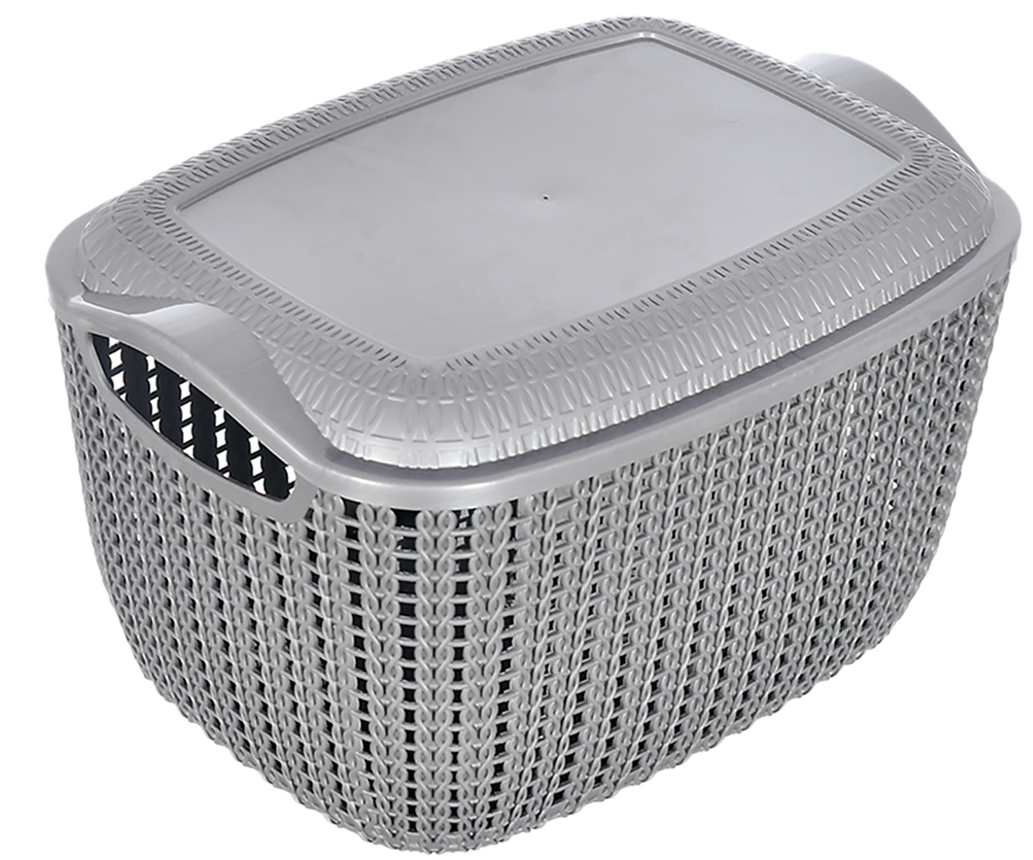 Kuber Industries Multiuses Small M 25 Plastic Basket/Organizer With Lid- (Grey) -46KM029