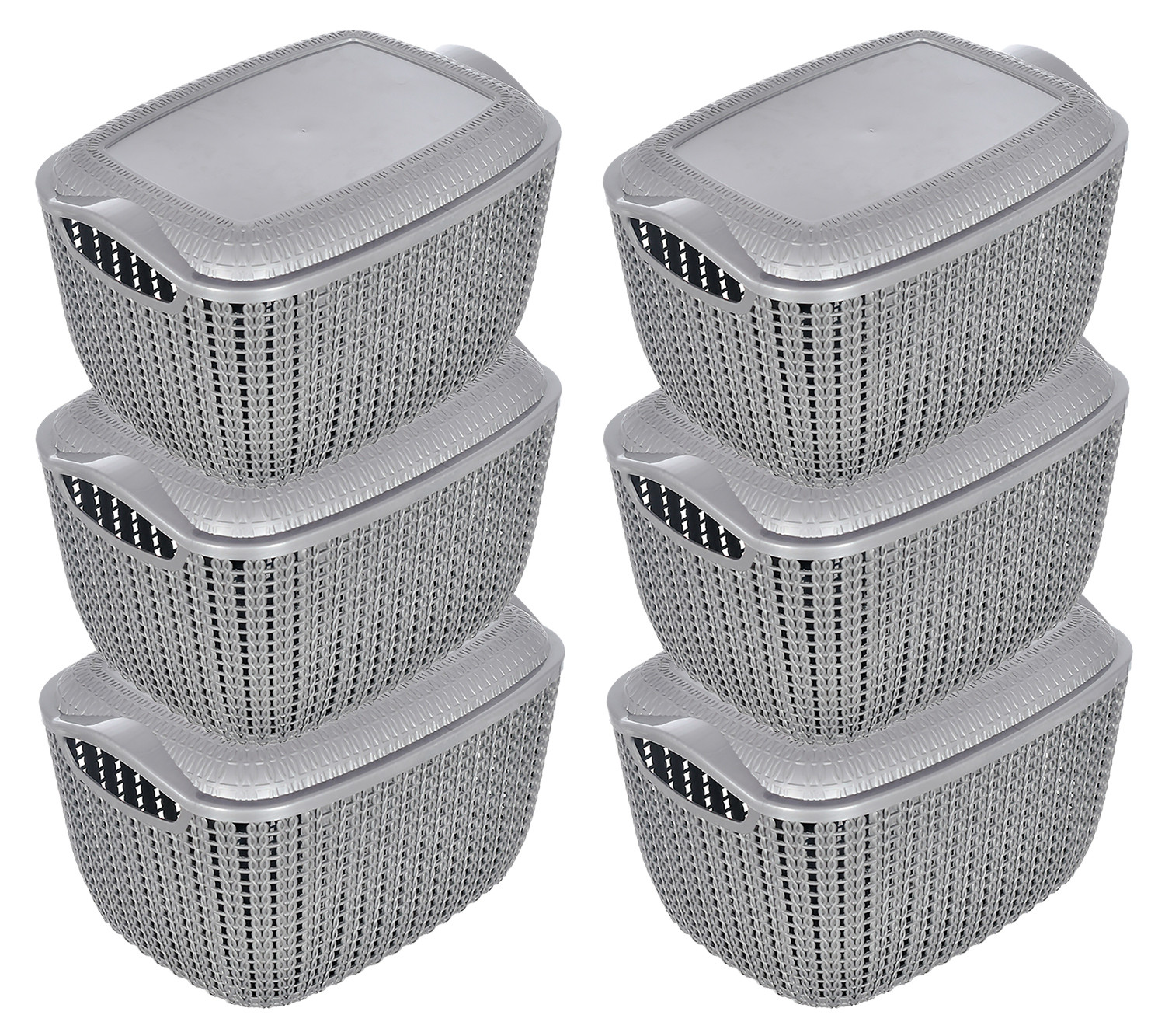 Kuber Industries Multiuses Small M 25 Plastic Basket/Organizer With Lid- (Grey) -46KM029