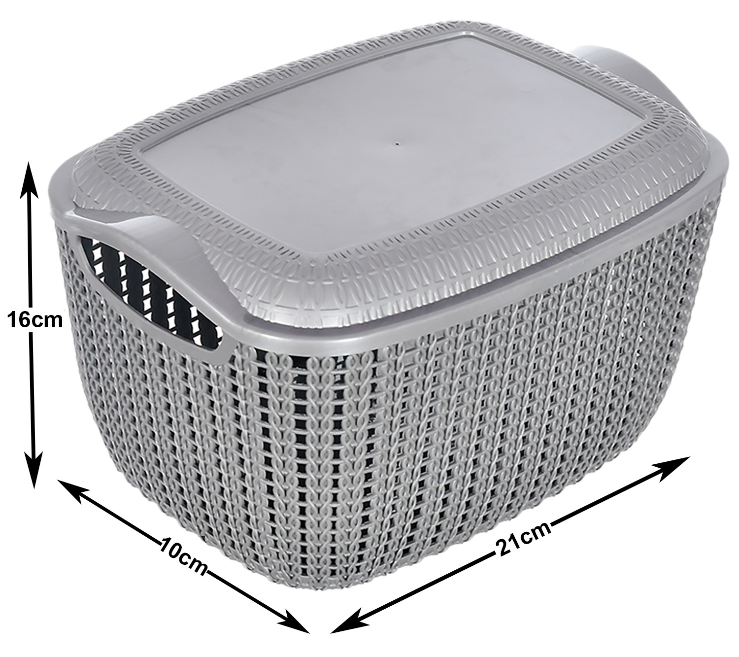Kuber Industries Multiuses Small M 25 Plastic Basket/Organizer With Lid- Pack of 3 (Grey & Brown & Grey) -46KM049