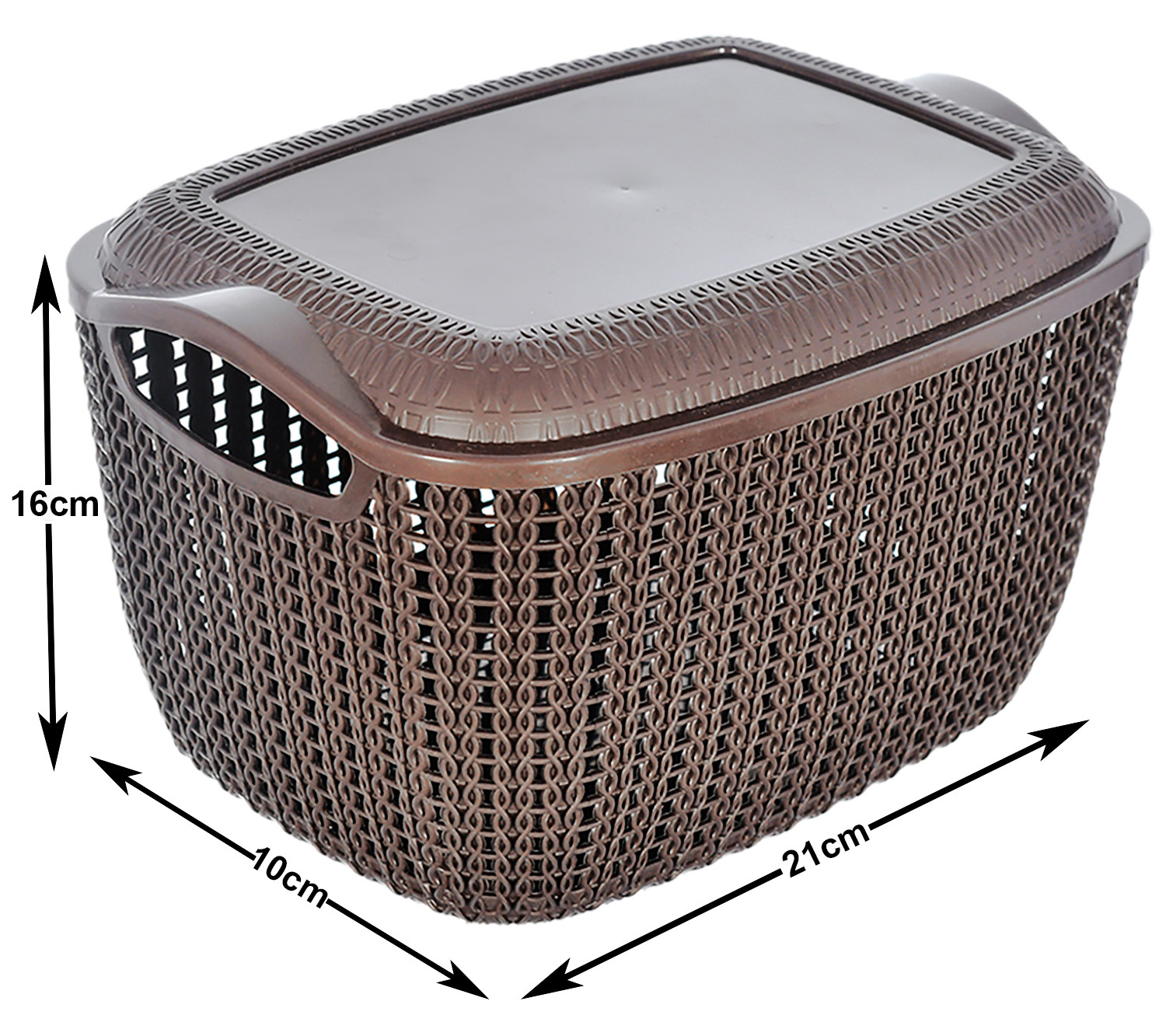 Kuber Industries Multiuses Small M 25 Plastic Basket/Organizer With Lid-(Brown) -46KM037
