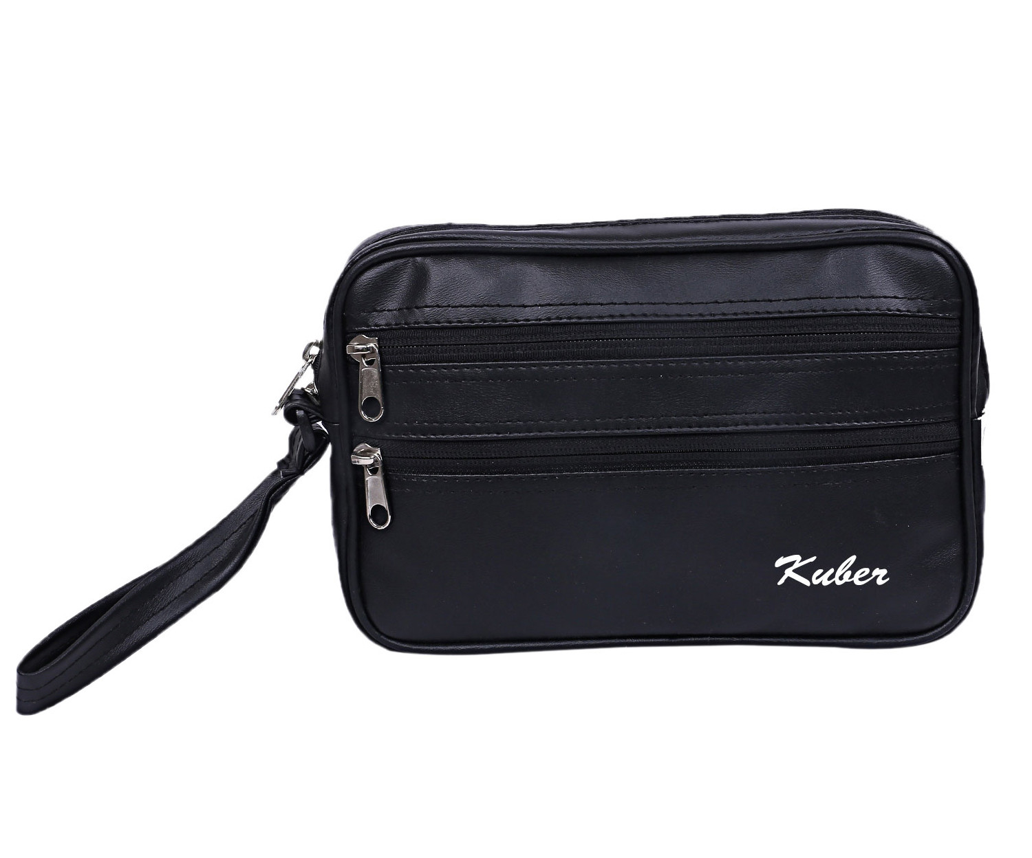 Kuber Industries Multiuses Soft Lether Messenger Bag/Toilerty Bag For Travel, Office, Business (Black)