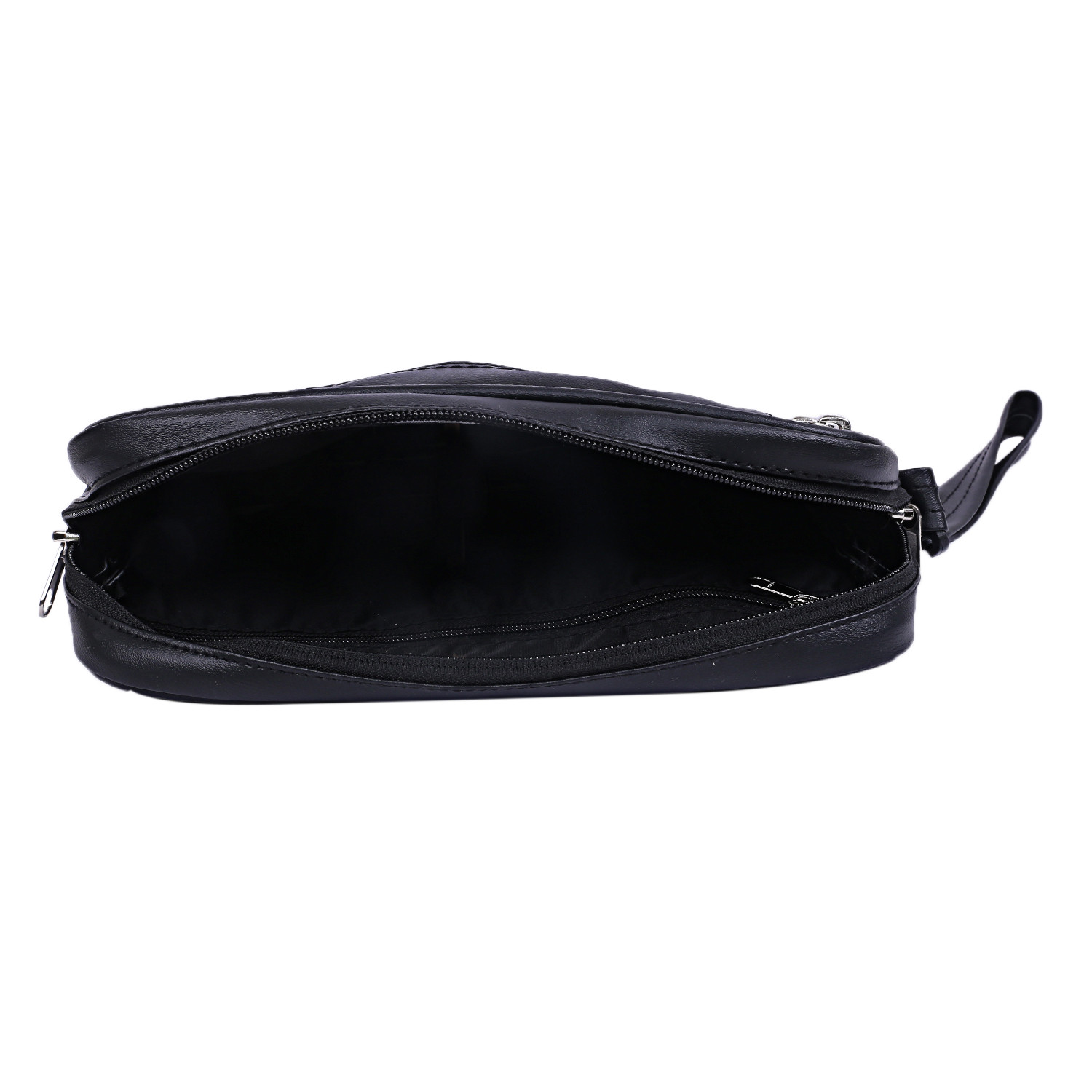 Kuber Industries Multiuses Soft Lether Messenger Bag/Toilerty Bag For Travel, Office, Business (Black)