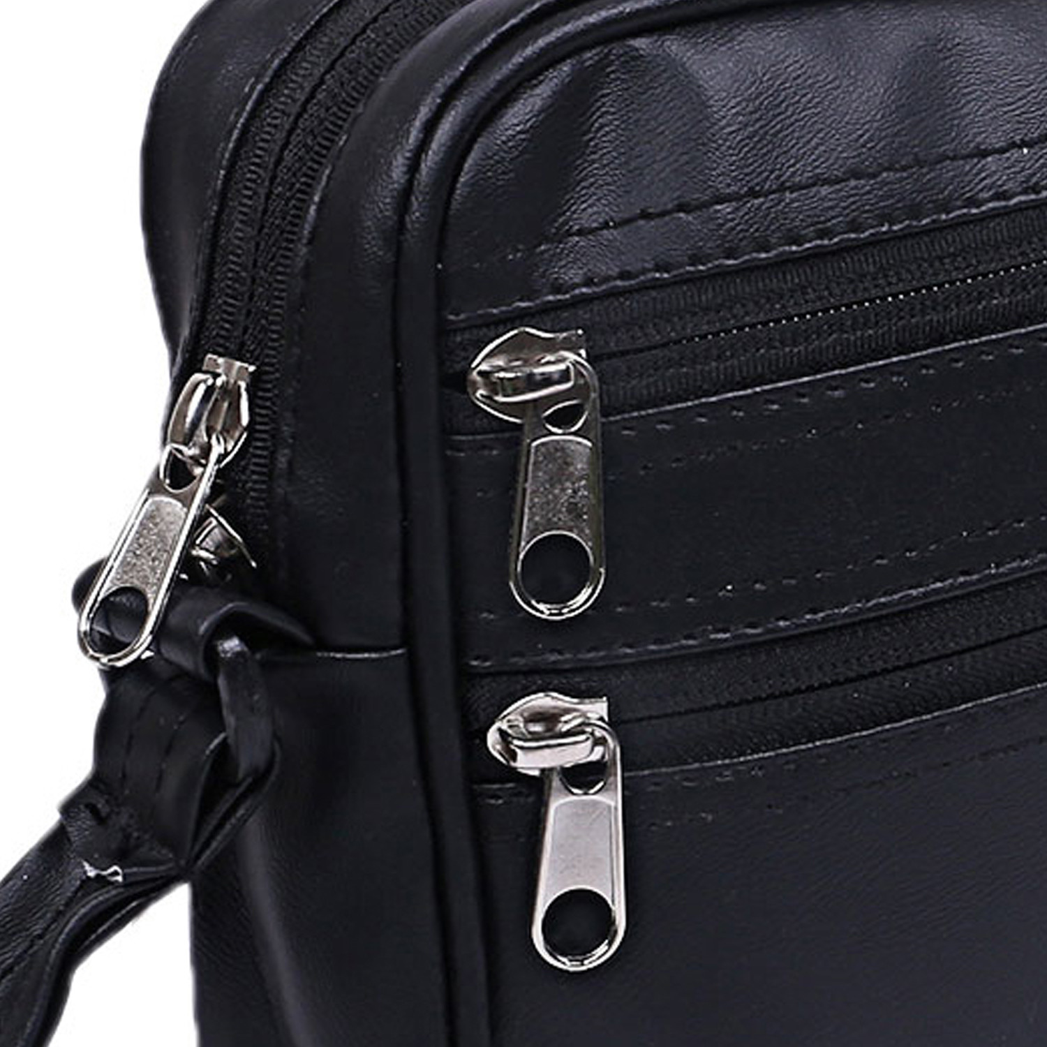 Kuber Industries Multiuses Soft Lether Messenger Bag/Toilerty Bag For Travel, Office, Business (Black)