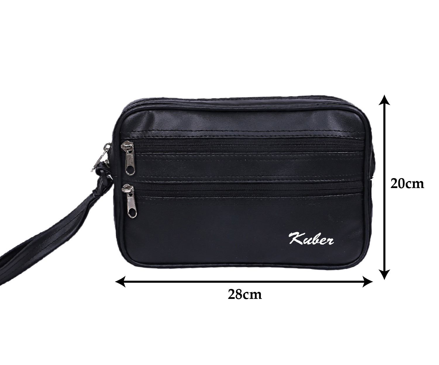 Kuber Industries Multiuses Soft Lether Messenger Bag/Toilerty Bag For Travel, Office, Business (Black)