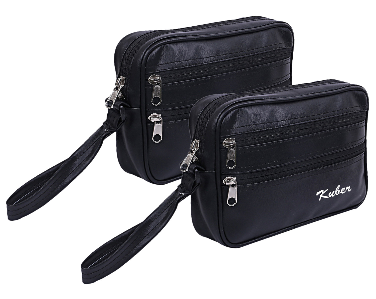 Kuber Industries Multiuses Soft Lether Messenger Bag/Toilerty Bag For Travel, Office, Business (Black)