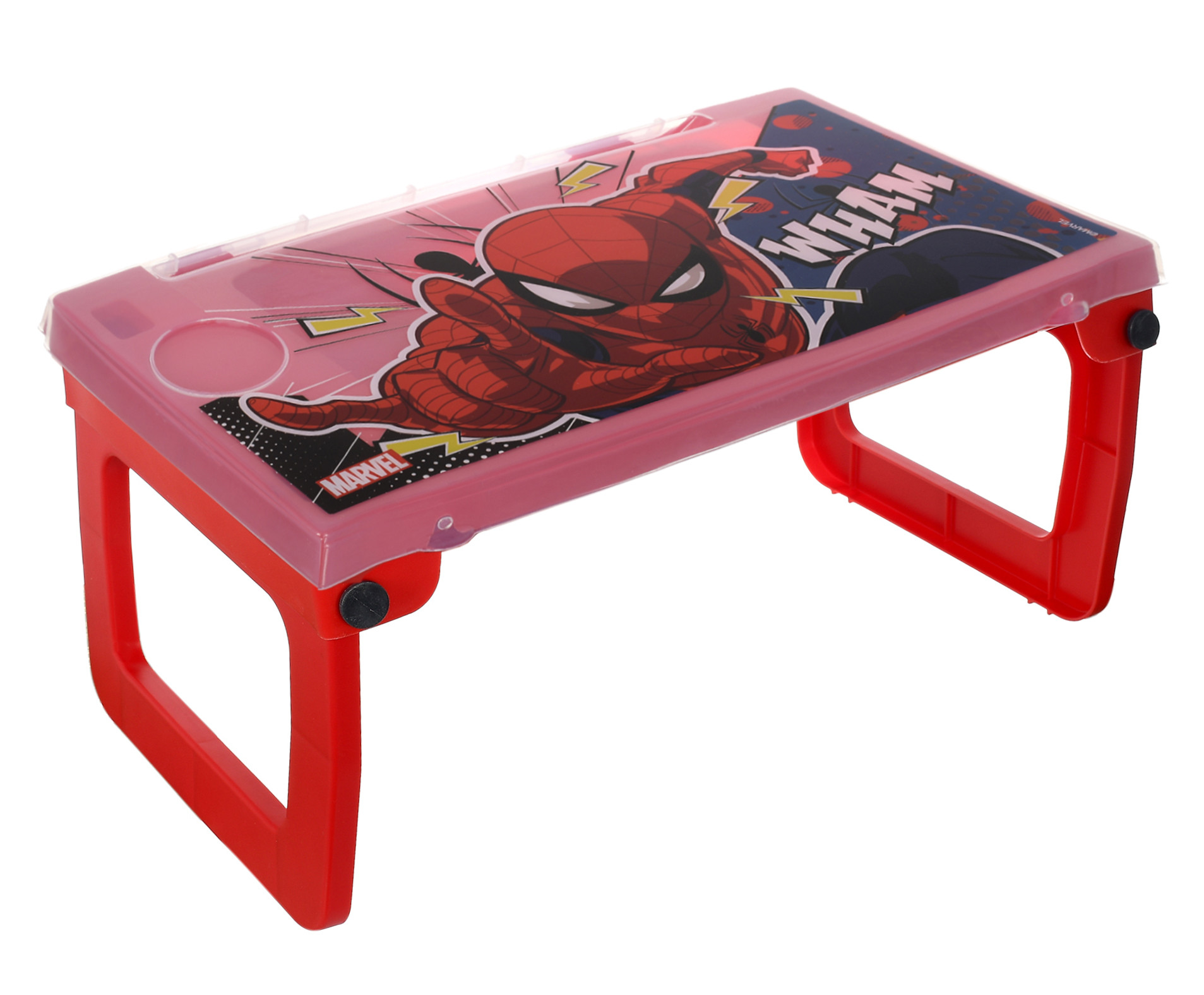 Kuber Industries Multiuses Spidermen Print Plastic Study Desk/Laptop Table With Camparment For Home & Office (Red)