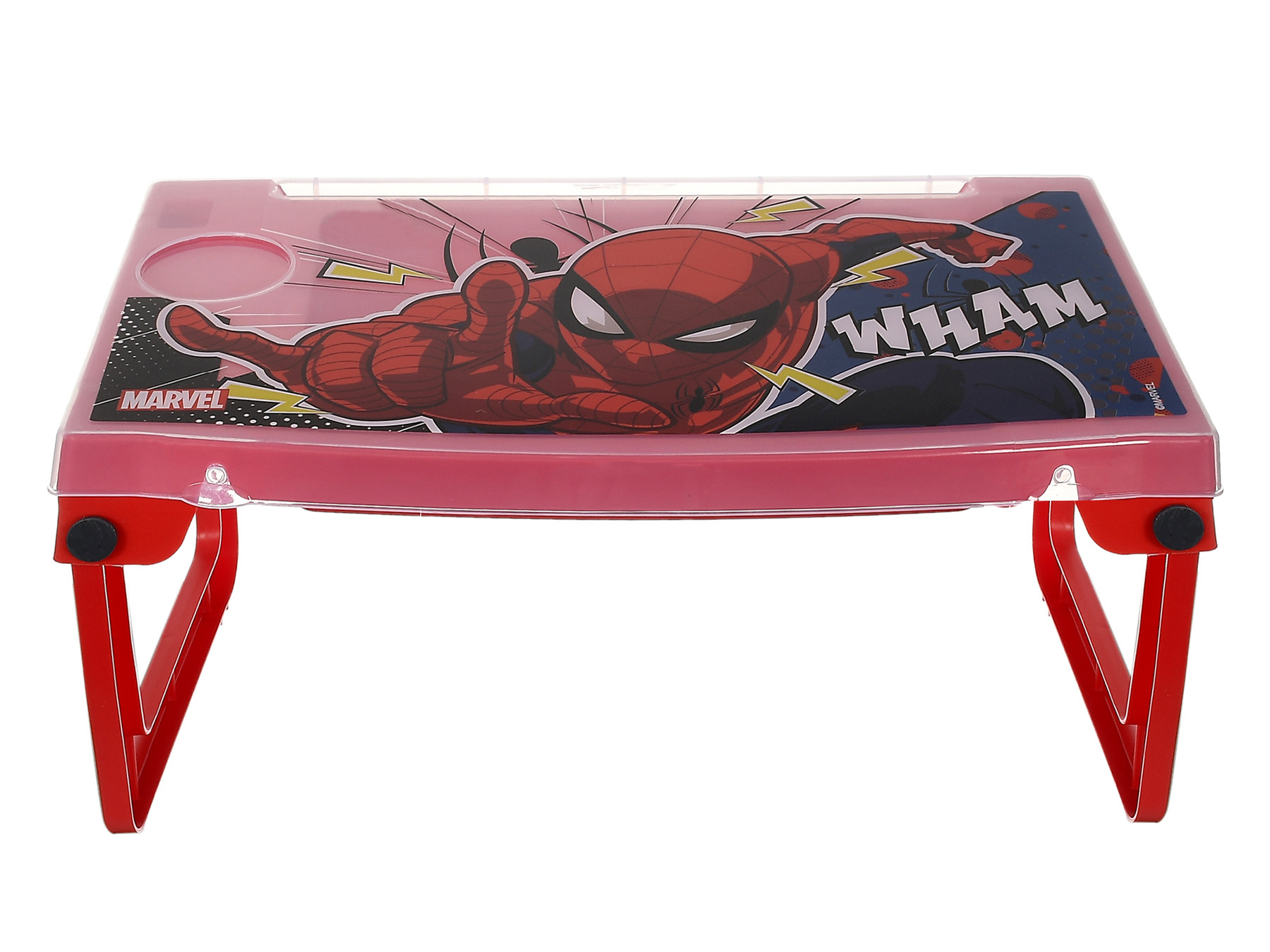 Kuber Industries Multiuses Spidermen Print Plastic Study Desk/Laptop Table With Camparment For Home & Office (Red)