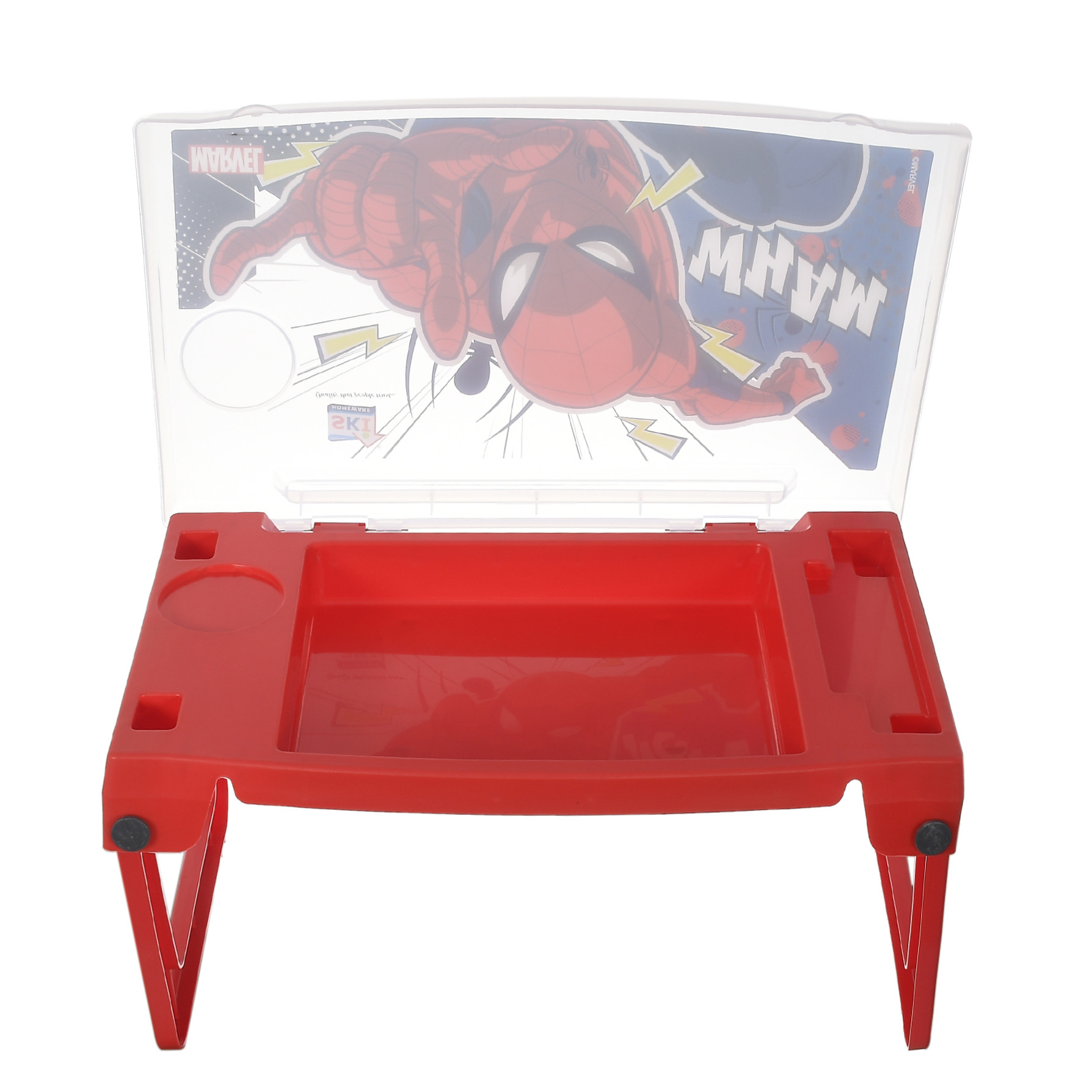 Kuber Industries Multiuses Spidermen Print Plastic Study Desk/Laptop Table With Camparment For Home & Office (Red)
