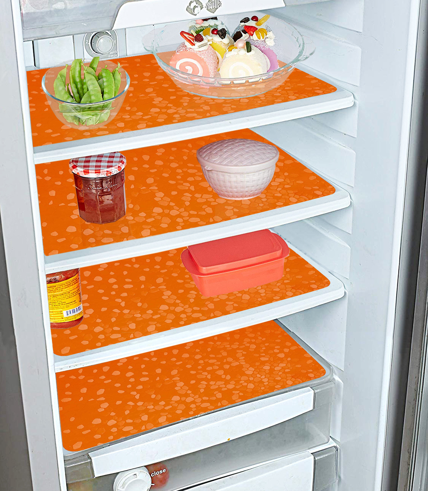 Kuber Industries Multiuses Stone Print PVC Table Placemat for kitchen, Dining Table Set of 6 (Orange)
