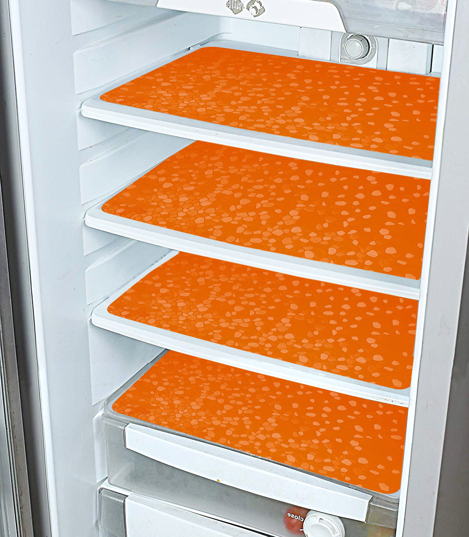 Kuber Industries Multiuses Stone Print PVC Table Placemat for kitchen, Dining Table Set of 6 (Orange)