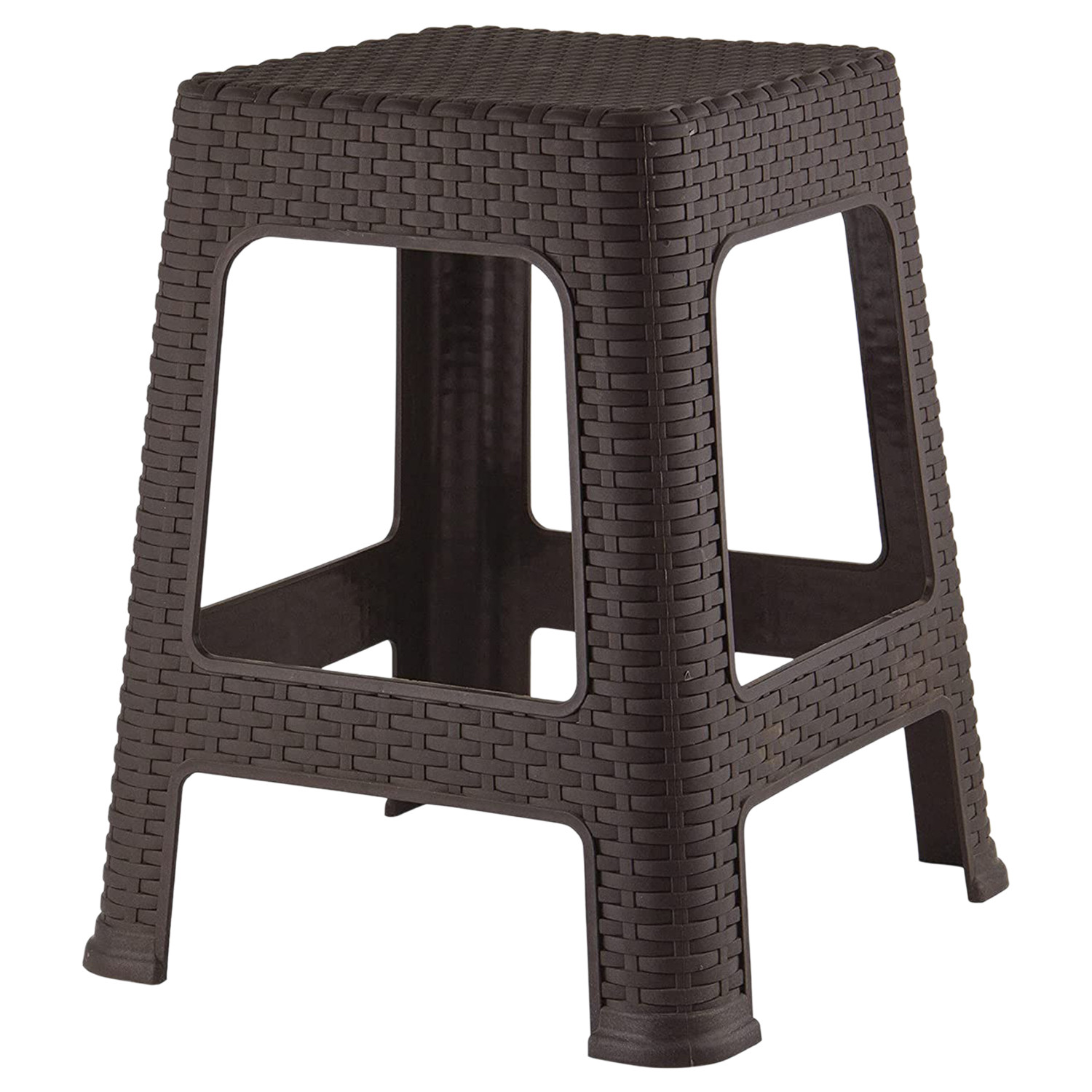 Kuber Industries Multiuses Strong, Durable, Lightweight Plastic Sitting Stool for Indoor/Outdoor Use (Brown)-46KM0519