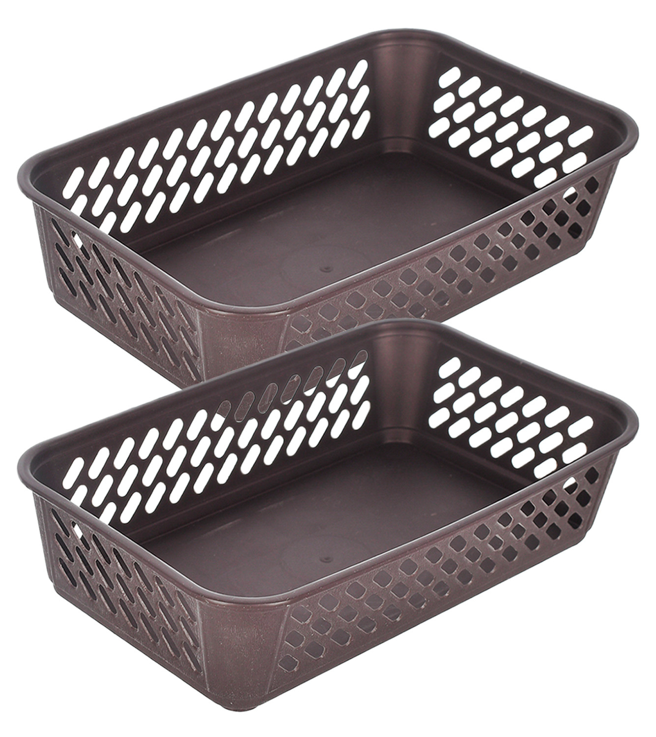 Kuber Industries Multiuses Super Tidy Plastic Tray/Basket/Organizer-(Brown) -46KM0565
