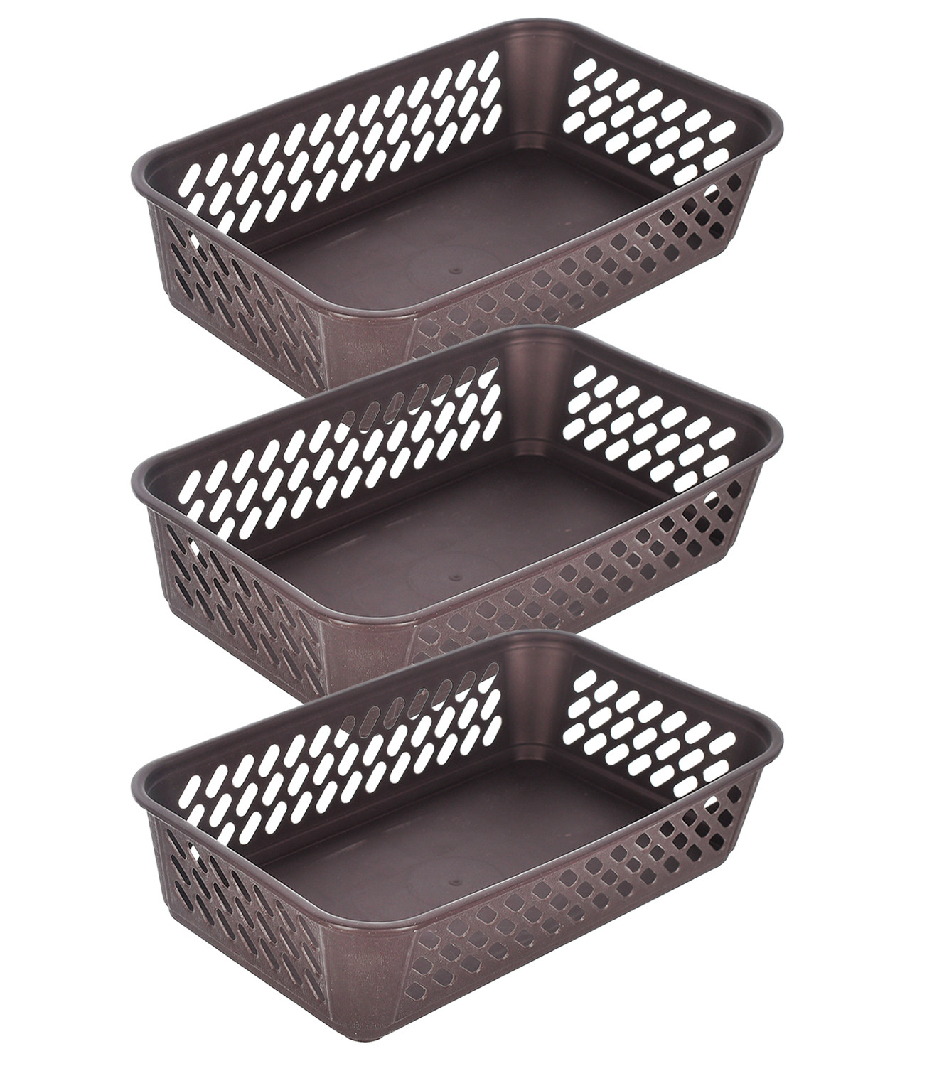 Kuber Industries Multiuses Super Tidy Plastic Tray/Basket/Organizer-(Brown) -46KM0565