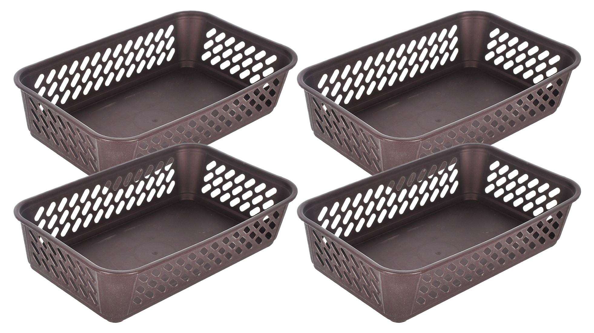 Kuber Industries Multiuses Super Tidy Plastic Tray/Basket/Organizer-(Brown) -46KM0565