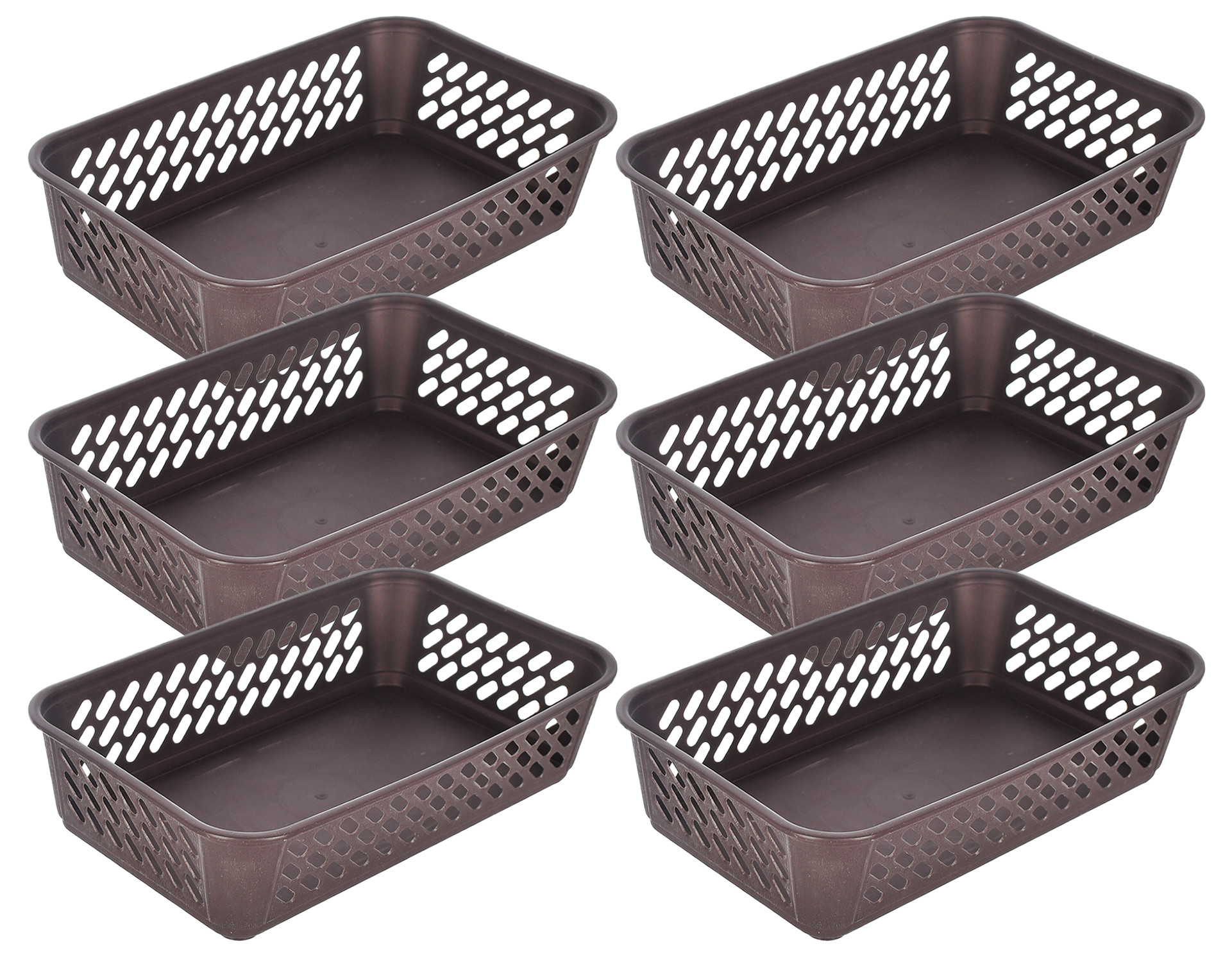 Kuber Industries Multiuses Super Tidy Plastic Tray/Basket/Organizer-(Brown) -46KM0565