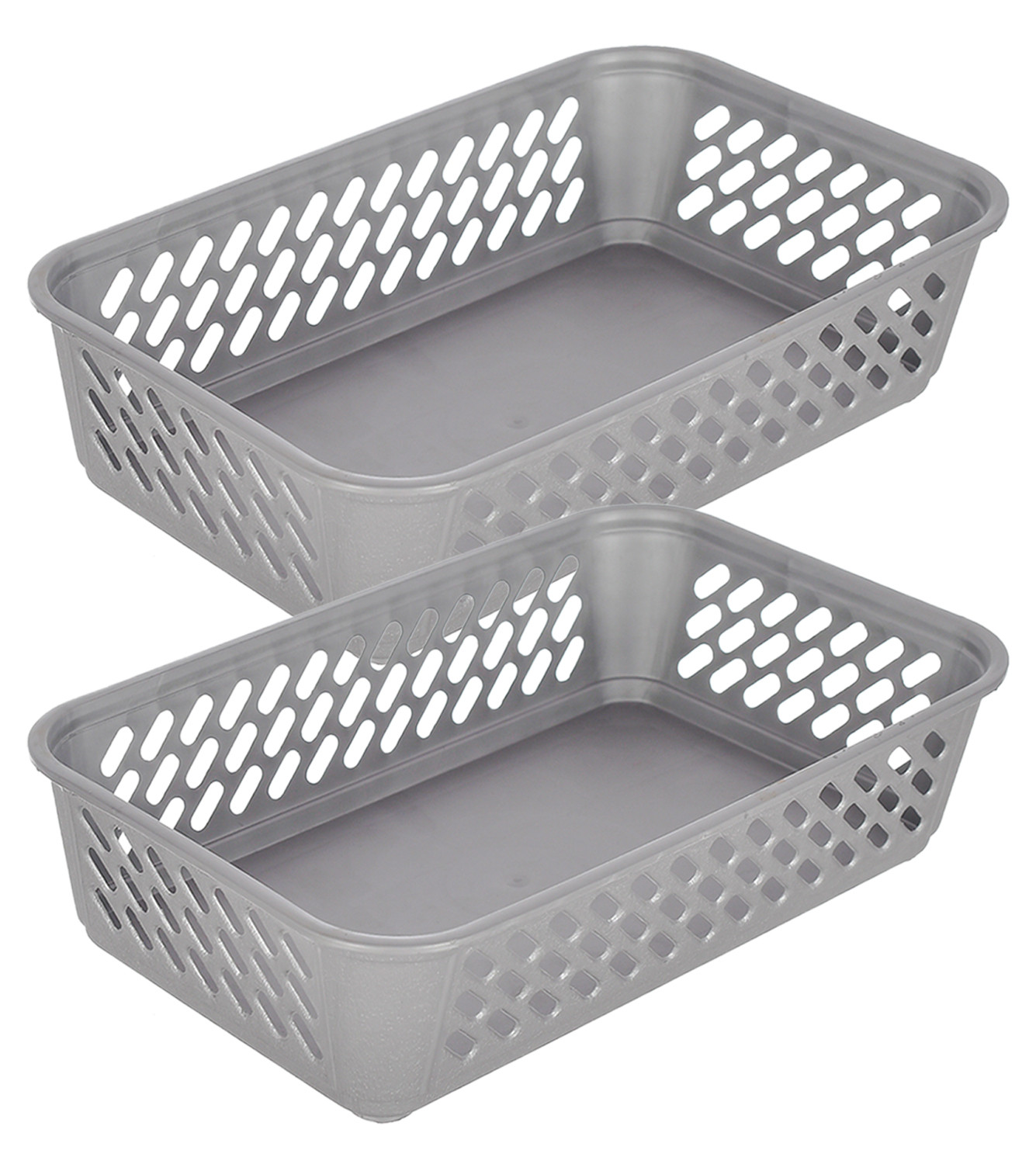 Kuber Industries Multiuses Super Tidy Plastic Tray/Basket/Organizer-(Grey) -46KM0573