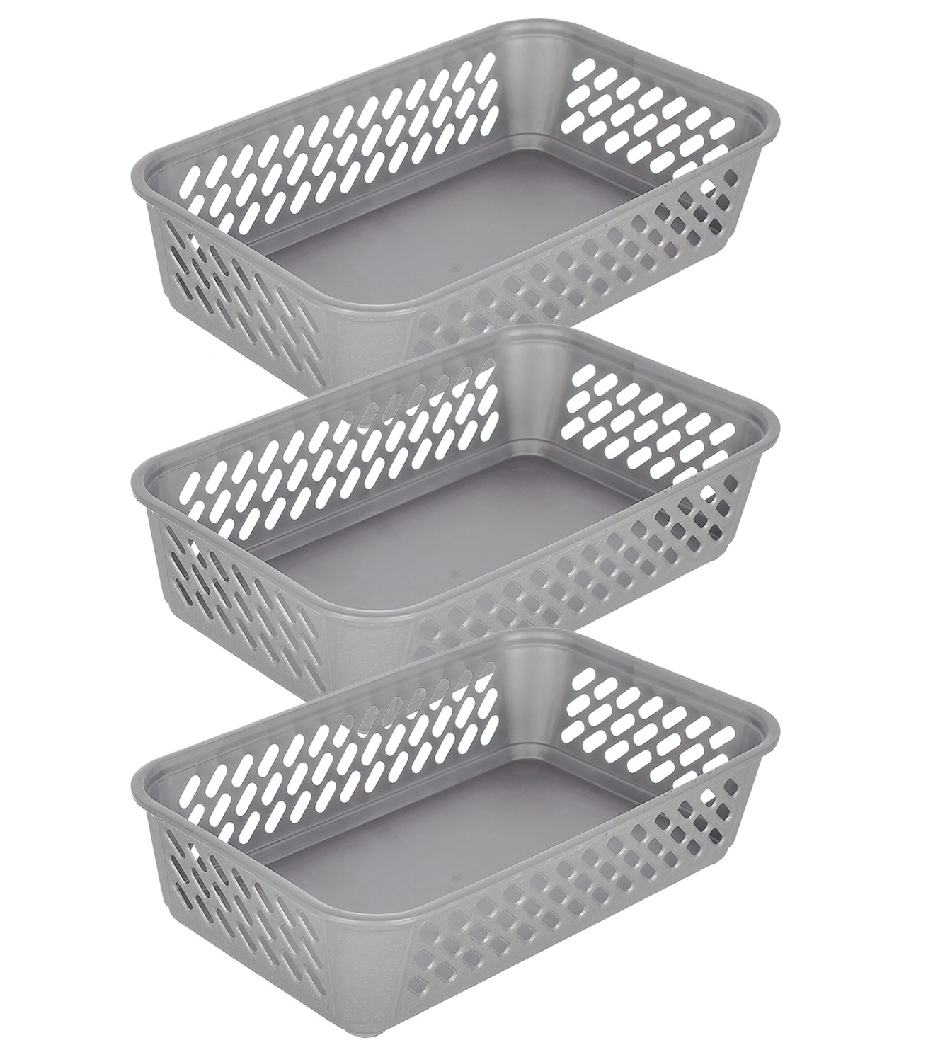 Kuber Industries Multiuses Super Tidy Plastic Tray/Basket/Organizer-(Grey) -46KM0573