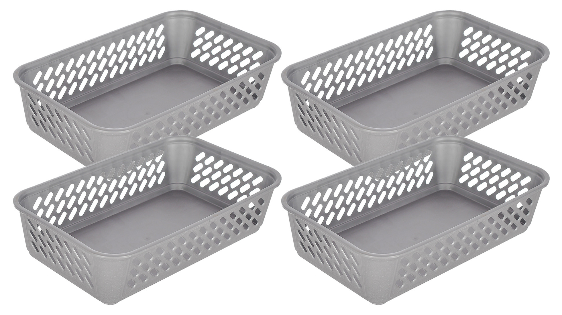Kuber Industries Multiuses Super Tidy Plastic Tray/Basket/Organizer-(Grey) -46KM0573