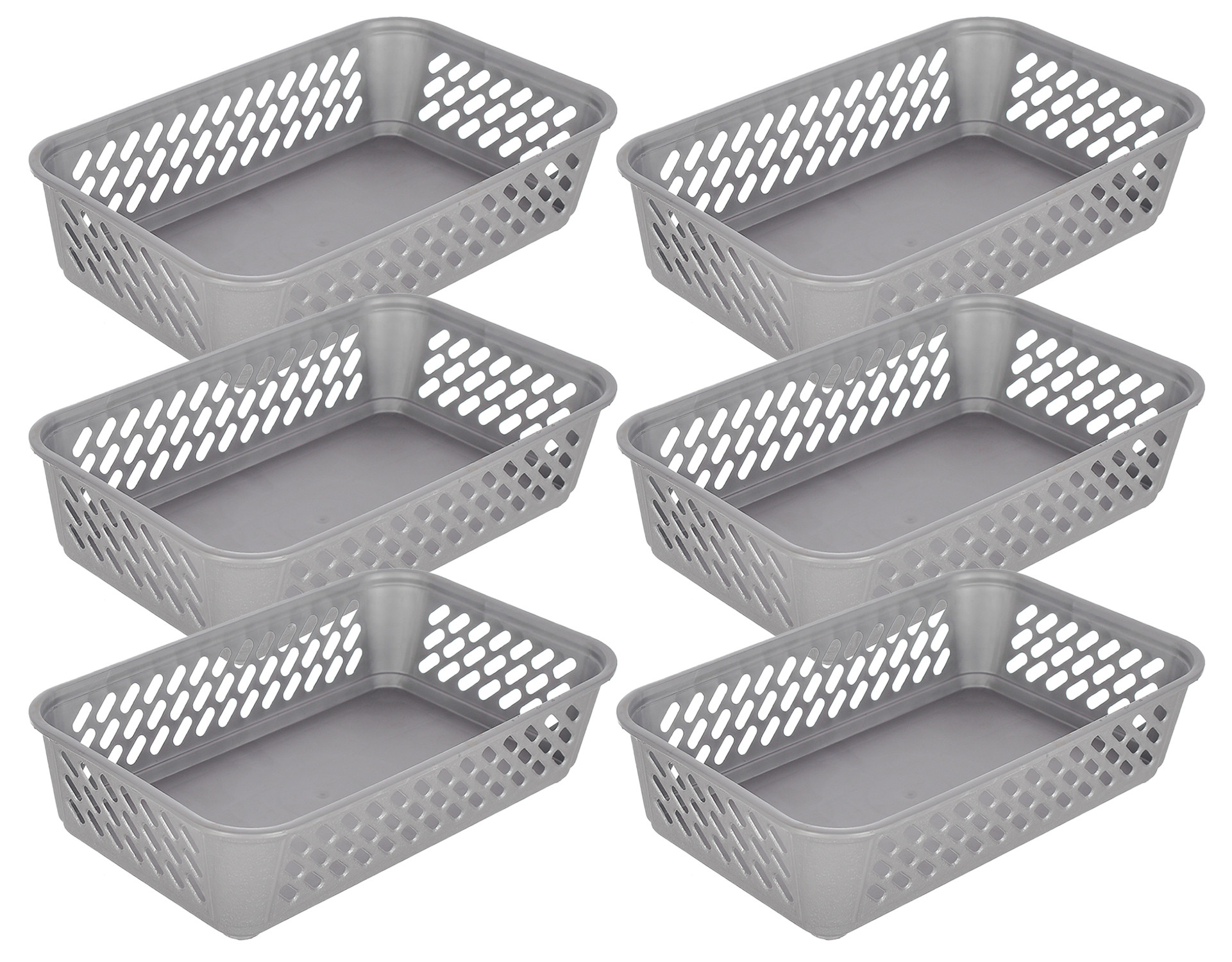 Kuber Industries Multiuses Super Tidy Plastic Tray/Basket/Organizer-(Grey) -46KM0573