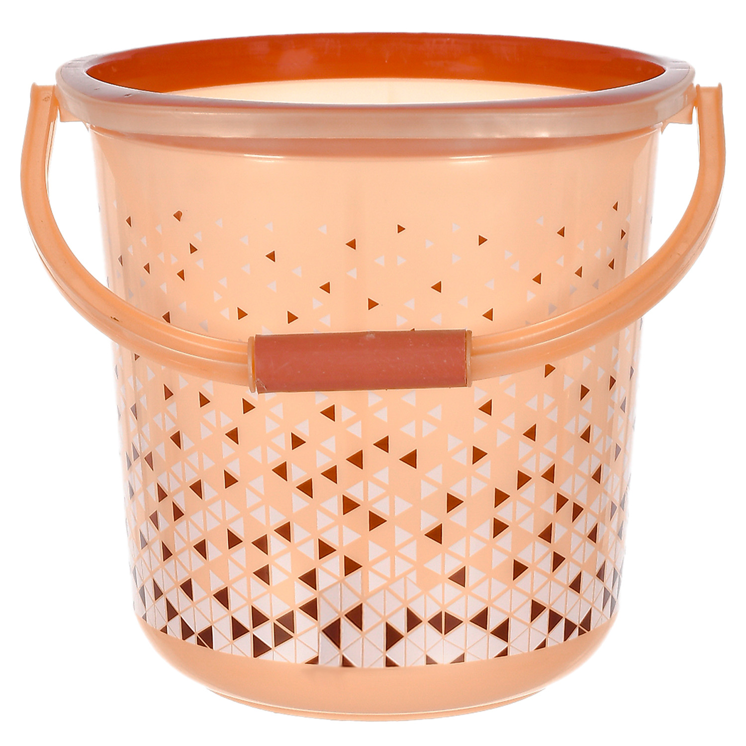 Kuber Industries Multiuses Tinted Print Plastic Bucket With Handle, 18 litre (Brown)-46KM0337