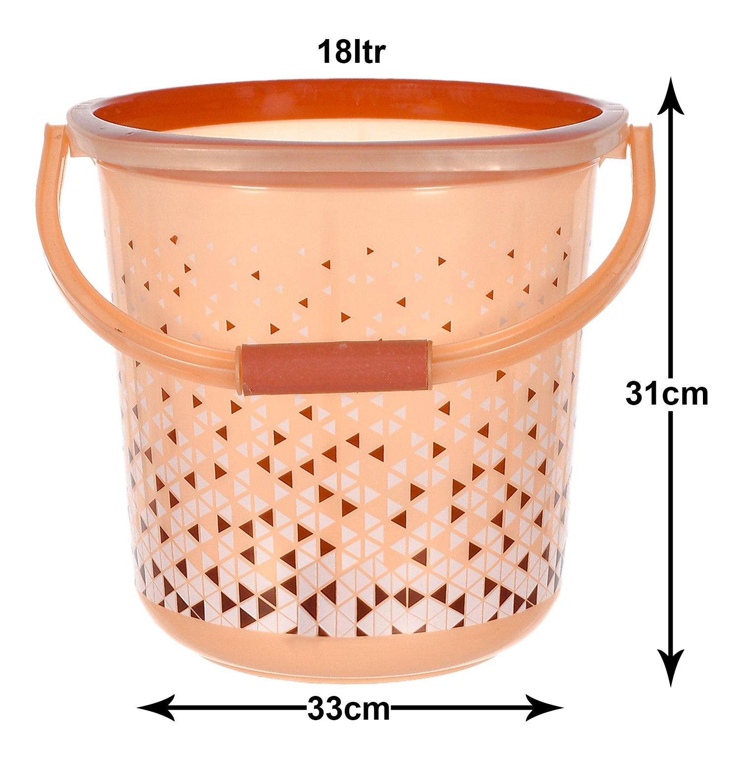 Kuber Industries Multiuses Tinted Print Plastic Bucket With Handle, 18 litre (Brown)-46KM0337