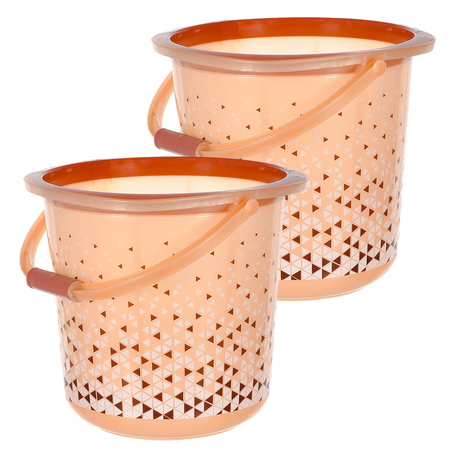 Kuber Industries Multiuses Tinted Print Plastic Bucket With Handle, 18 litre (Brown)-46KM0337