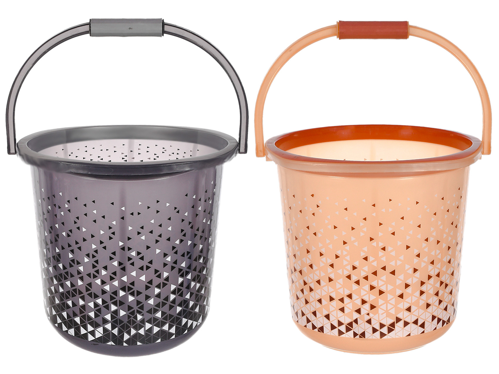 Kuber Industries Multiuses Tinted Print Plastic Bucket With Handle, 24 litre- Pack of 2 (Brown & Black)-46KM0351
