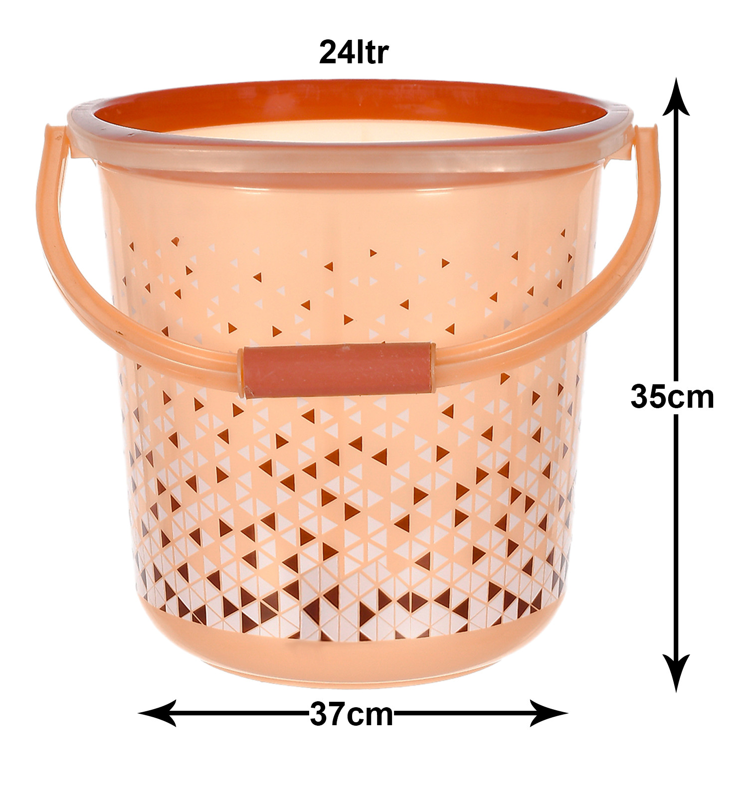Kuber Industries Multiuses Tinted Print Plastic Bucket With Handle, 24 litre- Pack of 2 (Brown & Black)-46KM0351