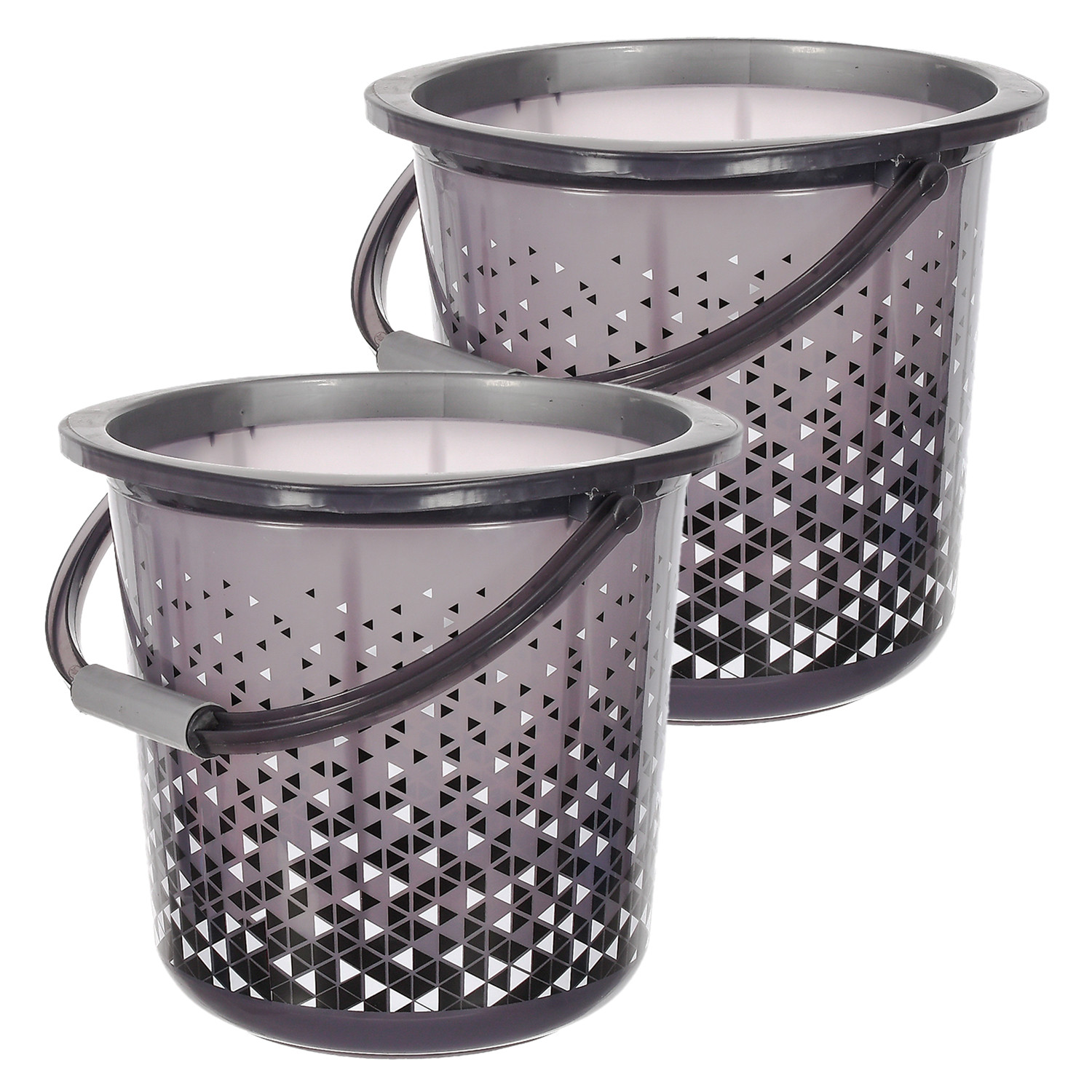 Kuber Industries Multiuses Tinted Print Plastic Bucket With Handle, 24 litre (Black)-46KM0343