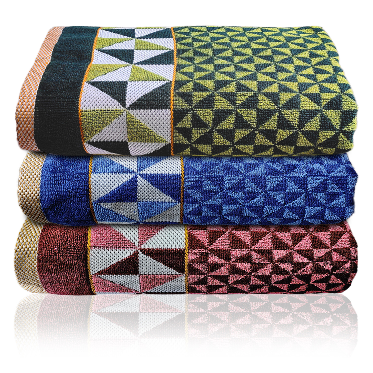 Kuber Industries Multiuses Tringle Printed Soft Cotton Bath Towel, 30