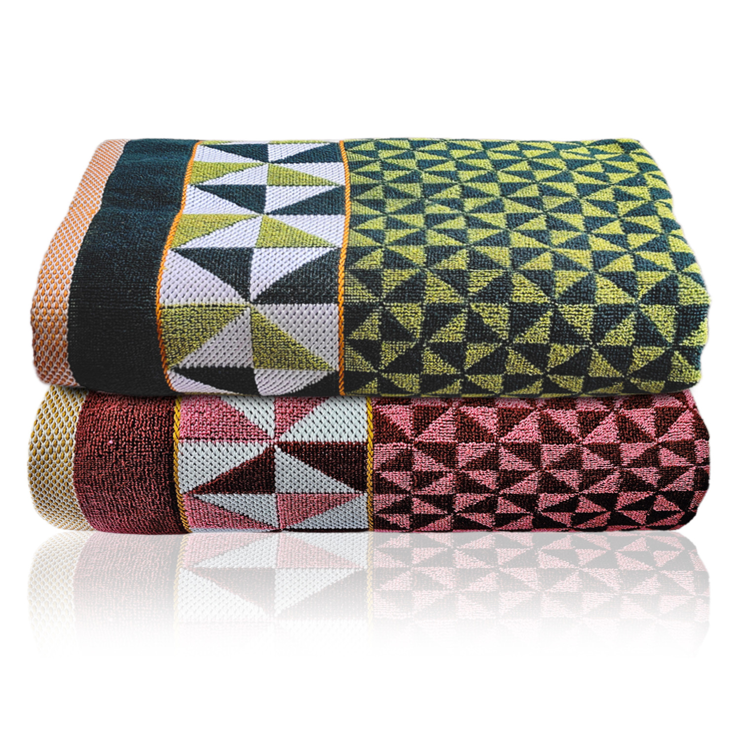 Kuber Industries Multiuses Tringle Printed Soft Cotton Bath Towel, 30