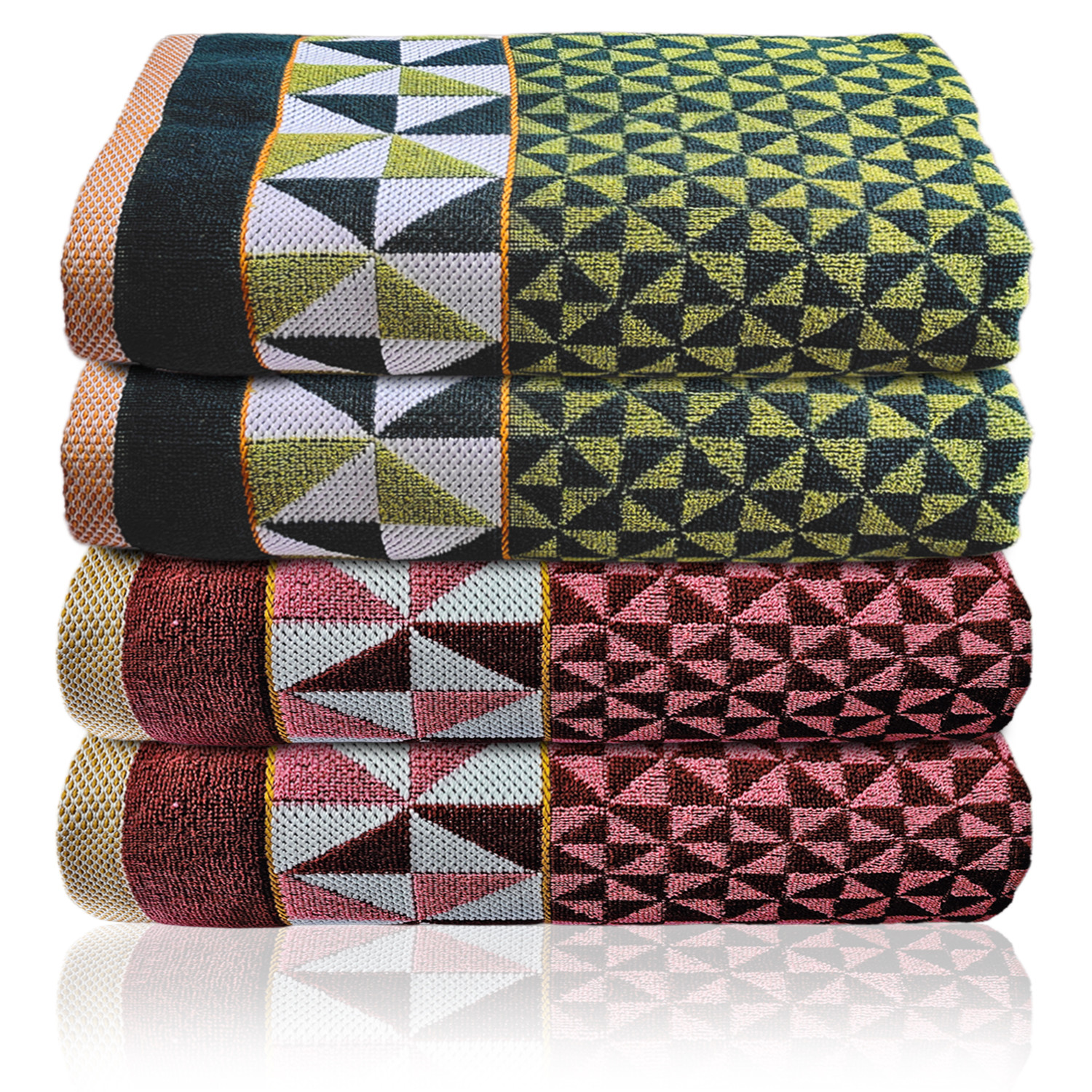 Kuber Industries Multiuses Tringle Printed Soft Cotton Bath Towel, 30