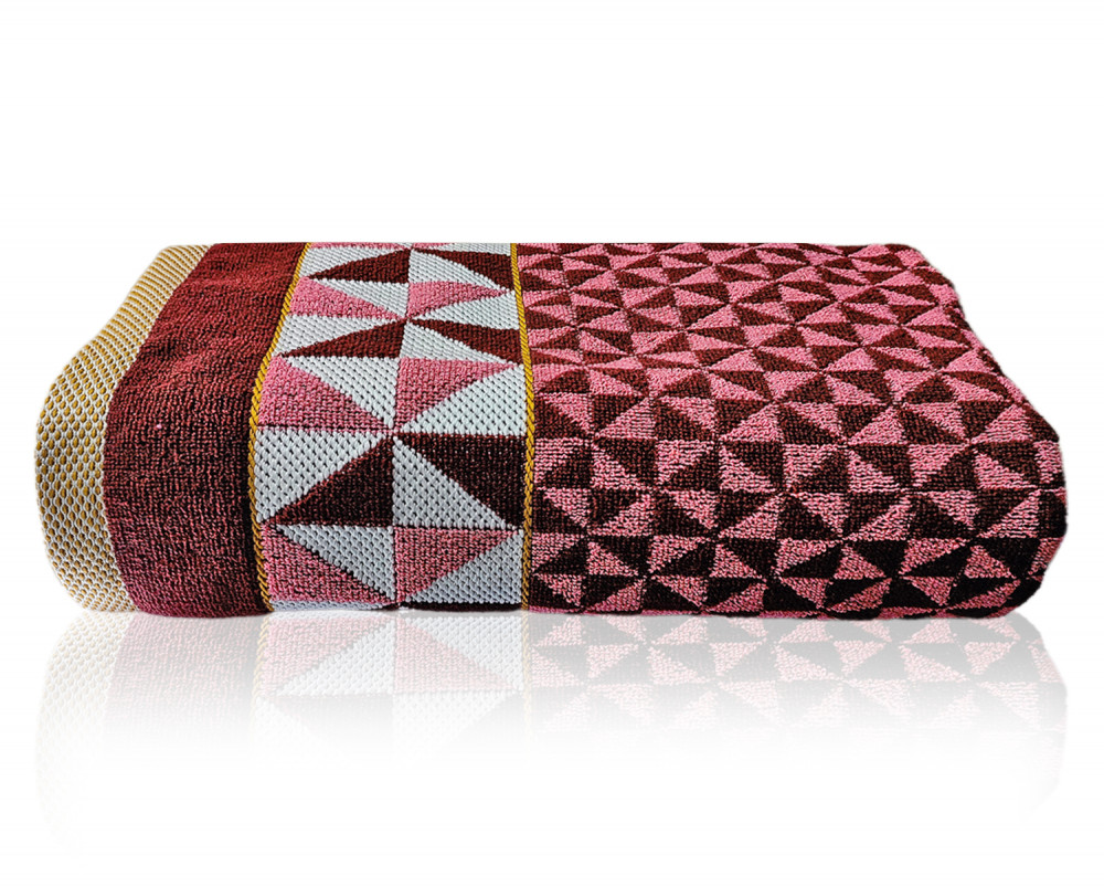 Kuber Industries Multiuses Tringle Printed Soft Cotton Bath Towel, 30&quot;x60&quot;(Maroon)