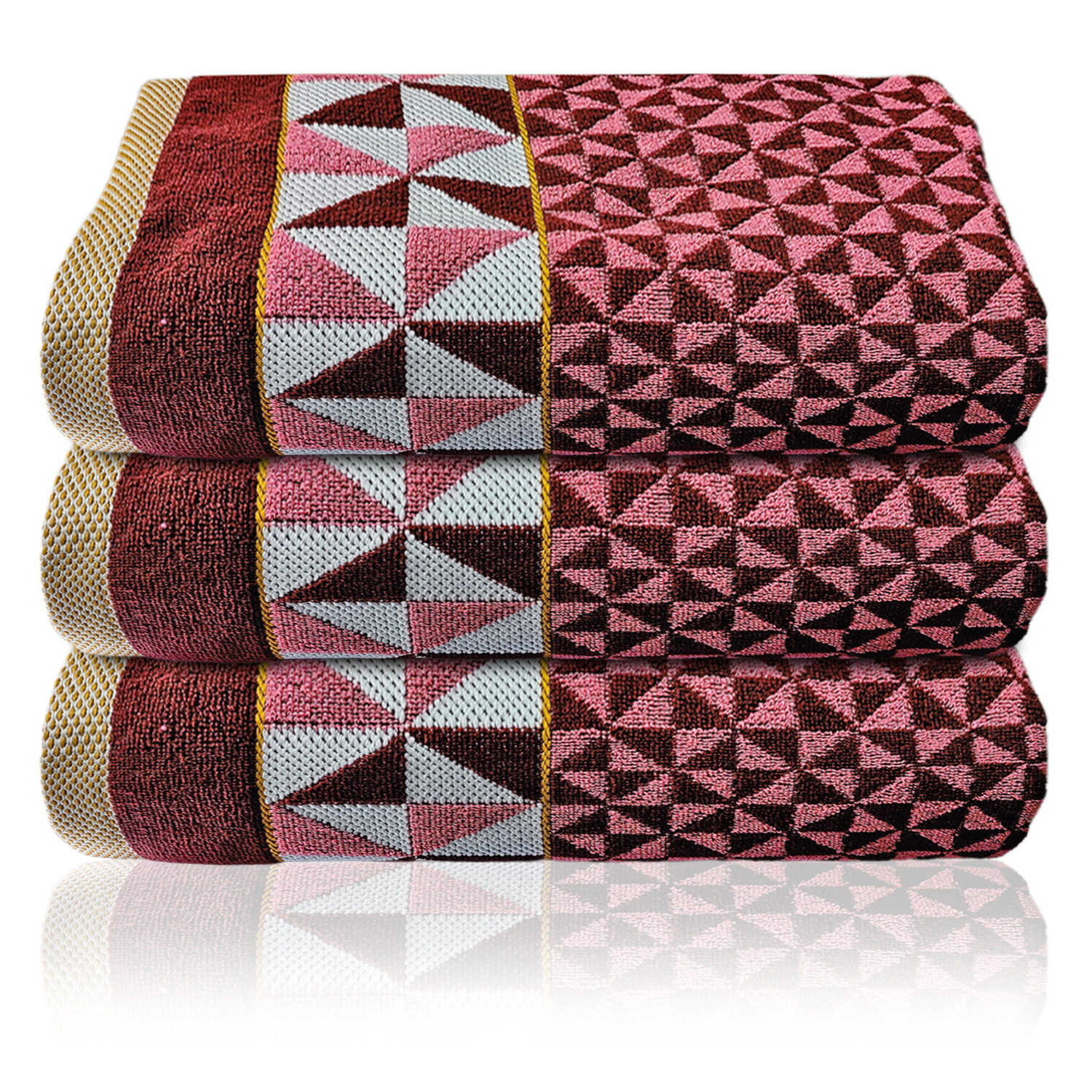 Kuber Industries Multiuses Tringle Printed Soft Cotton Bath Towel, 30