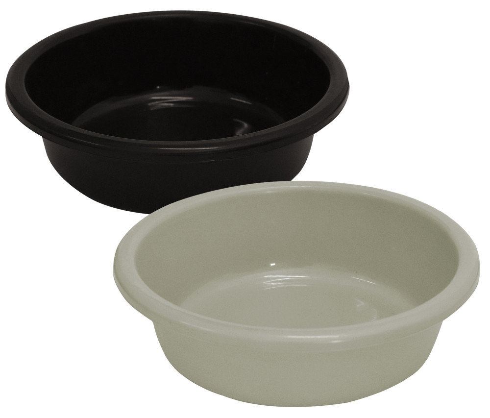 Kuber Industries Multiuses Unbreakable Plastic Knead Dough Basket/Basin Bowl For Home &amp; Kitchen 6 Ltr- Pack of 2 (Black &amp; Grey)