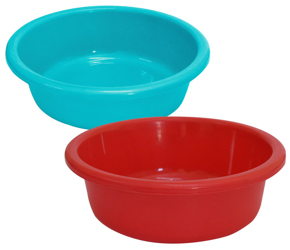 Kuber Industries Multiuses Unbreakable Plastic Knead Dough Basket/Basin Bowl For Home &amp; Kitchen 6 Ltr- Pack of 2 (Sky Blue &amp; Red)
