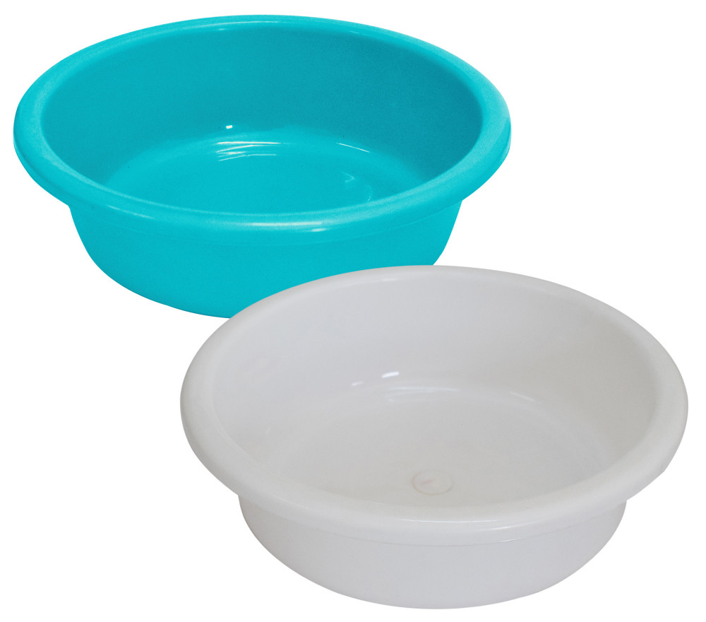 Kuber Industries Multiuses Unbreakable Plastic Knead Dough Basket/Basin Bowl For Home &amp; Kitchen 6 Ltr- Pack of 2 (Sky Blue &amp; White)